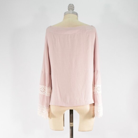 Nanette Lepore Baby Pink Off-the-Shoulder Bell Sleeve Blouse - Picture 6 of 7